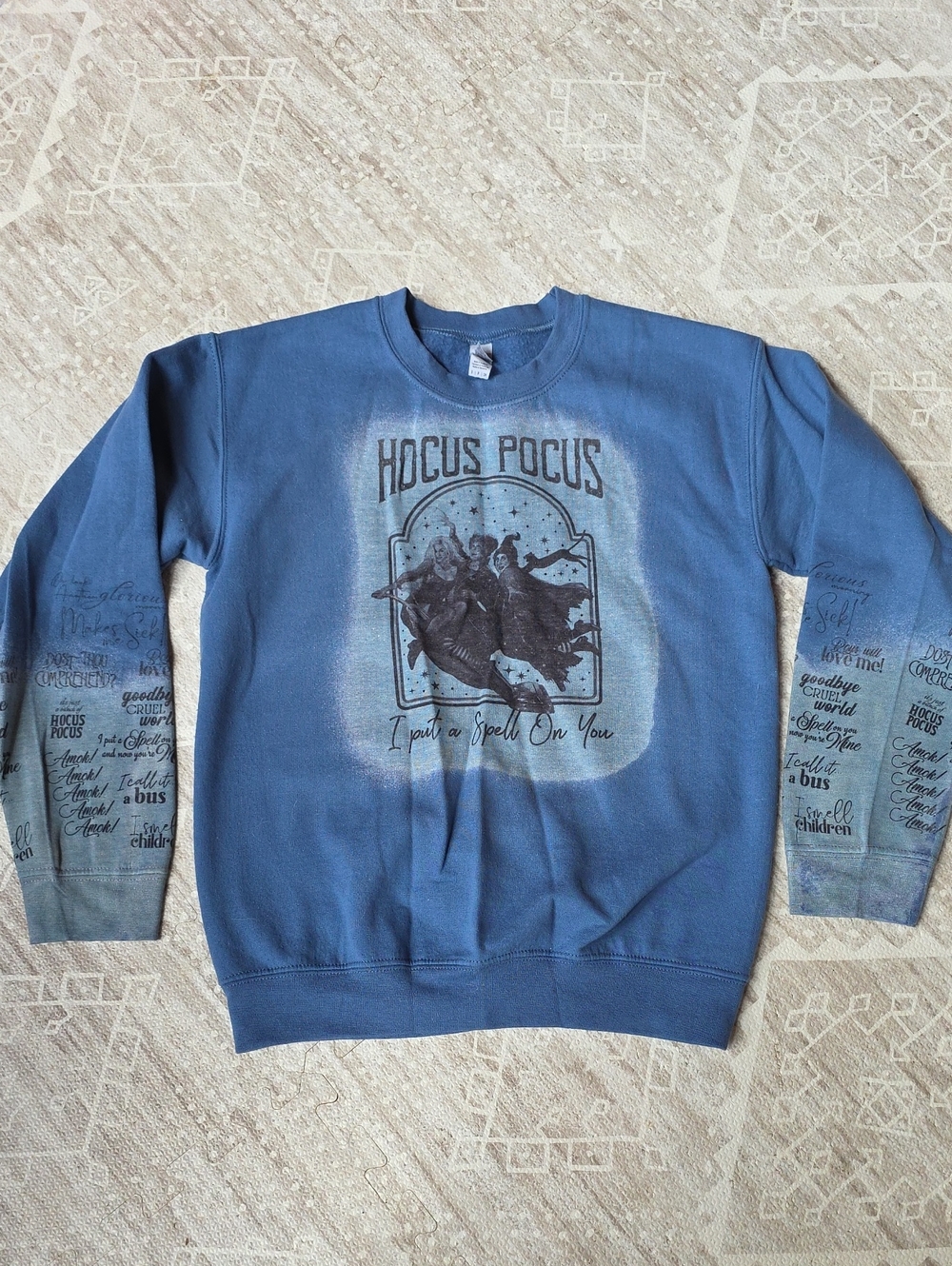 Gildan Blue Hocus Pocus Graphic Crewneck Sweatshirt